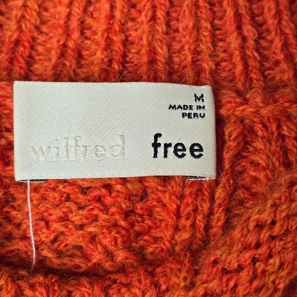 Aritzia Supper Soft Wool Alpaca Blend Cable Knit Cropped Sweater Burnt Orange M - Picture 10 of 12